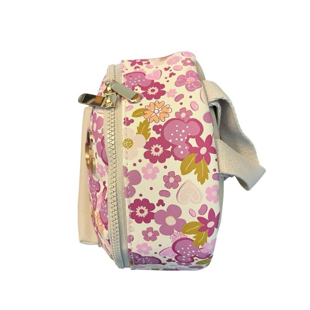 Disney Pink Floral Mini Backpack Mickey Mouse Ears Print Hearts Bioworld NWT - Picture 5 of 7